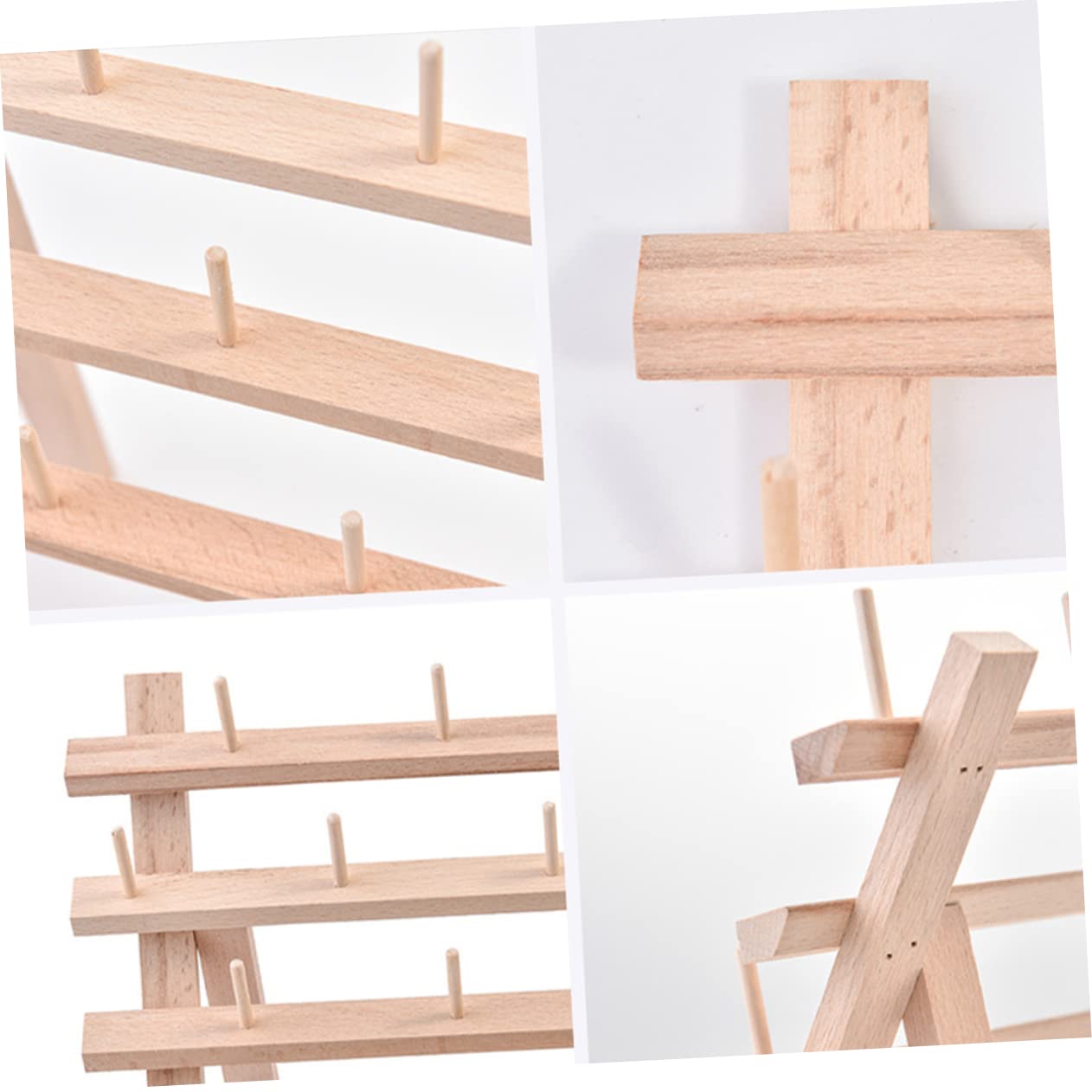 NUOBESTY Spulenhalter für Nähgarn Faltbarer Holzorganizer Garnregal mit Platz für Garnrollen oder Mini-king-konen Geeignet für Stickmaschinen und Nähzubehör