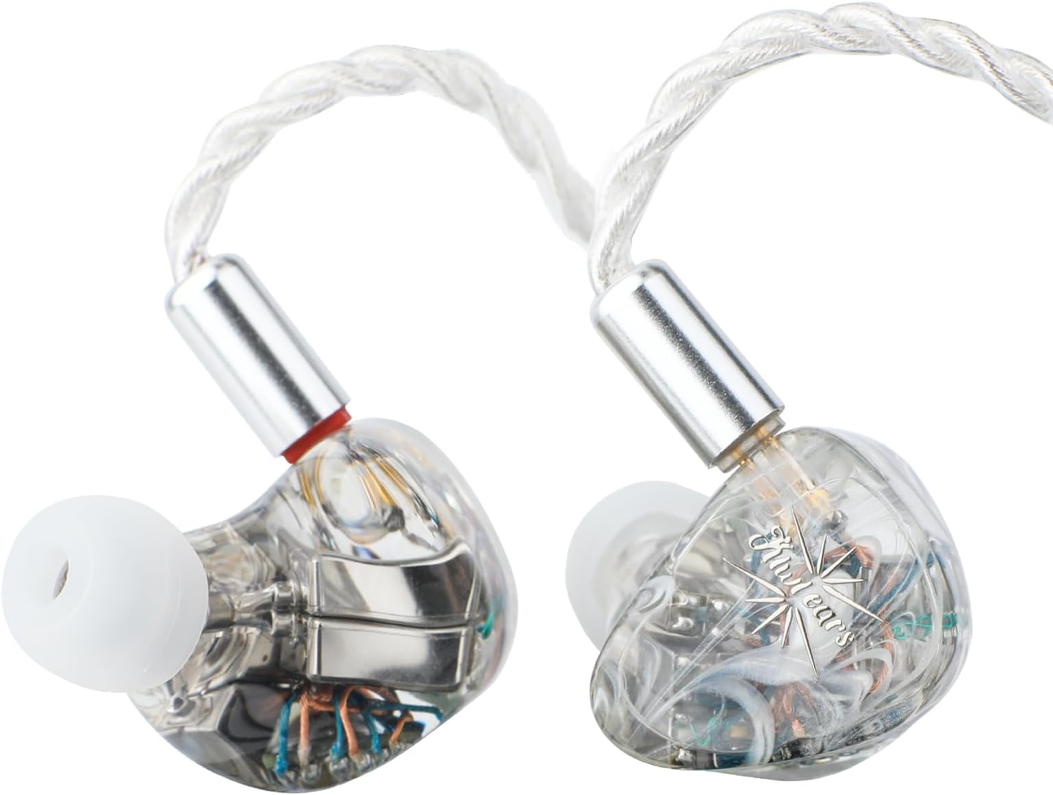 Kiwi Ears Orchestra Lite Performance Custom 8BA in-Ear Monitor IEM with Detachable 4-core 7N Oxygen-Free Copper OFC Cable, Handcrafts Faceplate for Audiophile Studio Musician(Clear)