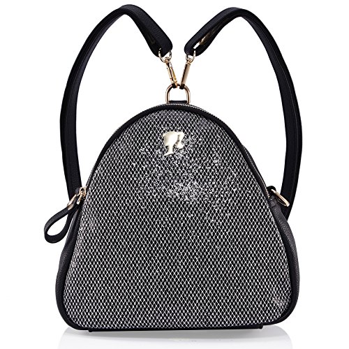 Barbie BBBP097 Mochila de Cuero de PU de Viaje Bolso de Hombro para Mujer Escolar  Plateado