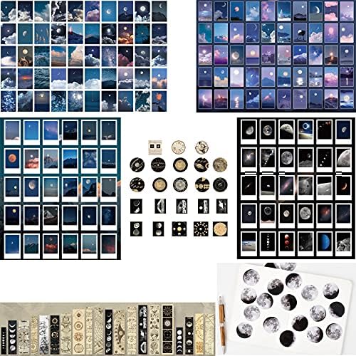 291 Pieces Vintage Style Astronomy Celestial Washi Stickers Set,Decorative Planet Moon Space Astrology Sticker for Journaling,Scrapbooking Diary Planner Album Diary,Card Making Journaling Crafts