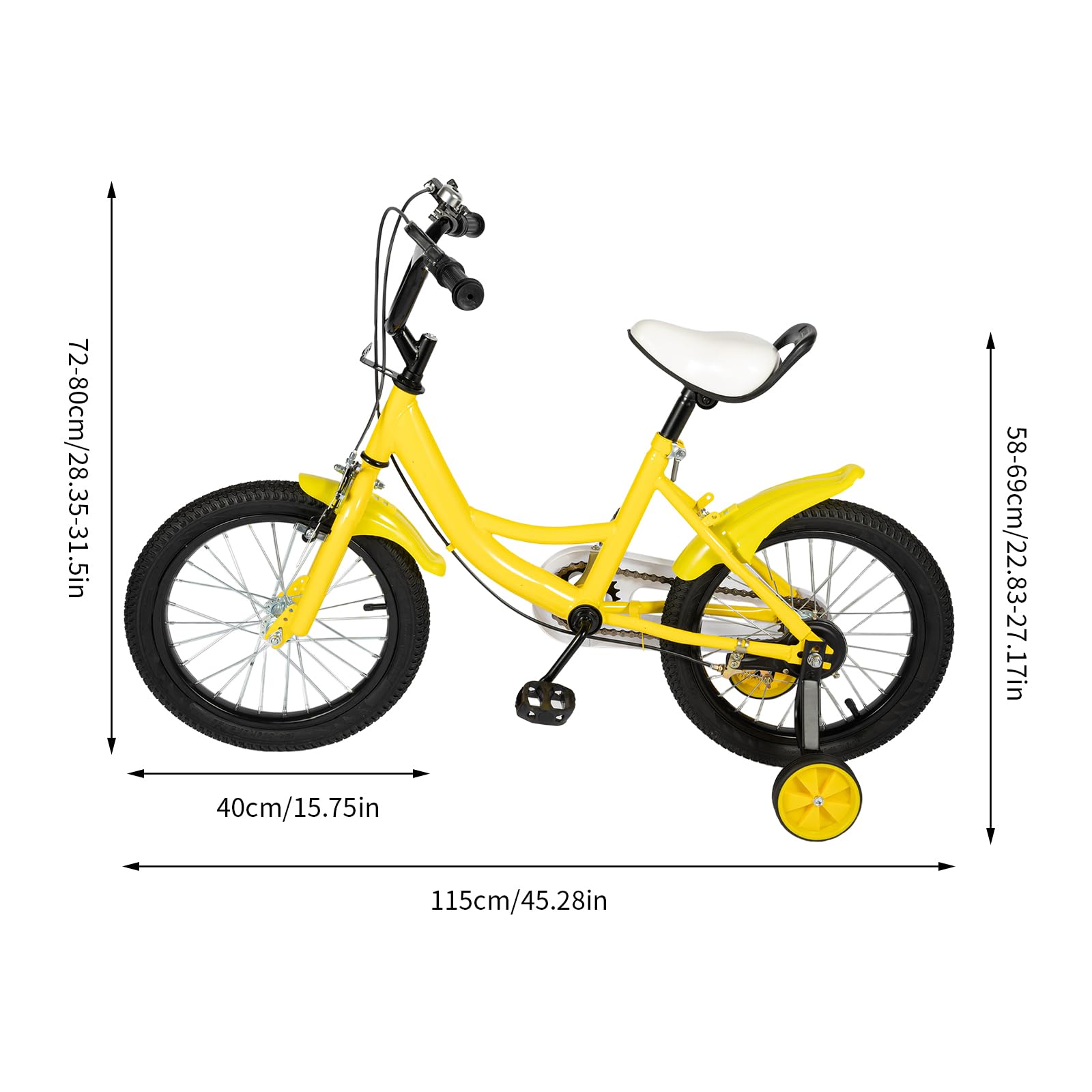 Vélo enfant 16 pouces roues stabilisatrices garçons filles 4-8 ans guidon selle réglables cadre acier carbone double freinage