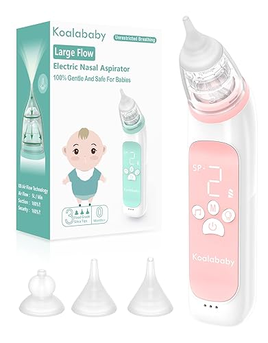 Koalababy Aspirador nasal eléctrico de gran flujo, más nuevo chupón de nariz para bebé, limpiador de nariz para niños pequeños con 3 niveles de