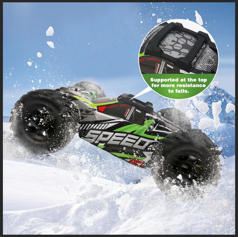 TINGEN 1:10 Brush RC Car for Adult Real 46KM/H Off Road for All Kind of Terrain 4WD Remote Control About 100Meter(Green)