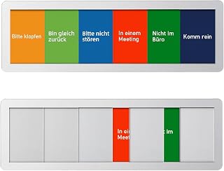 Büro Türschild mit Schiebefunktion | 6 Statusoptionen: Bitte Nicht Stören, In Einem Meeting, Nicht Im Büro | Selbstklebend Statusschild für Büro, Konferenzraum, Homeoffice (Weiß)