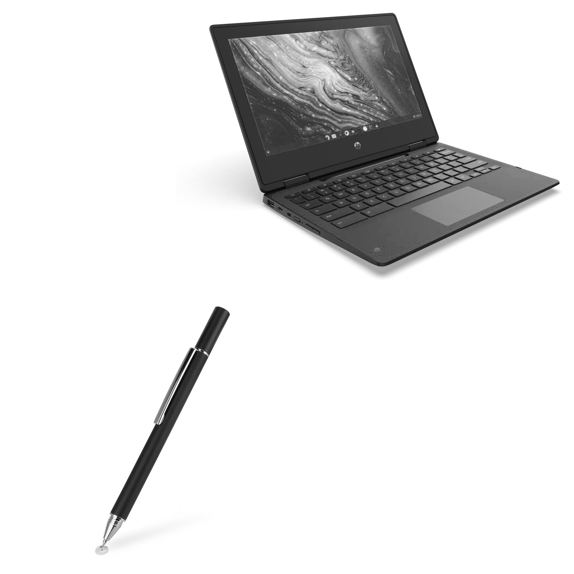 BoxWave Stylus Pen Compatible with HP Chromebook x360 11 G4 EE - FineTouch Capacitive Stylus, Super Precise Stylus Pen for HP Chromebook x360 11 G4 EE - Jet Black