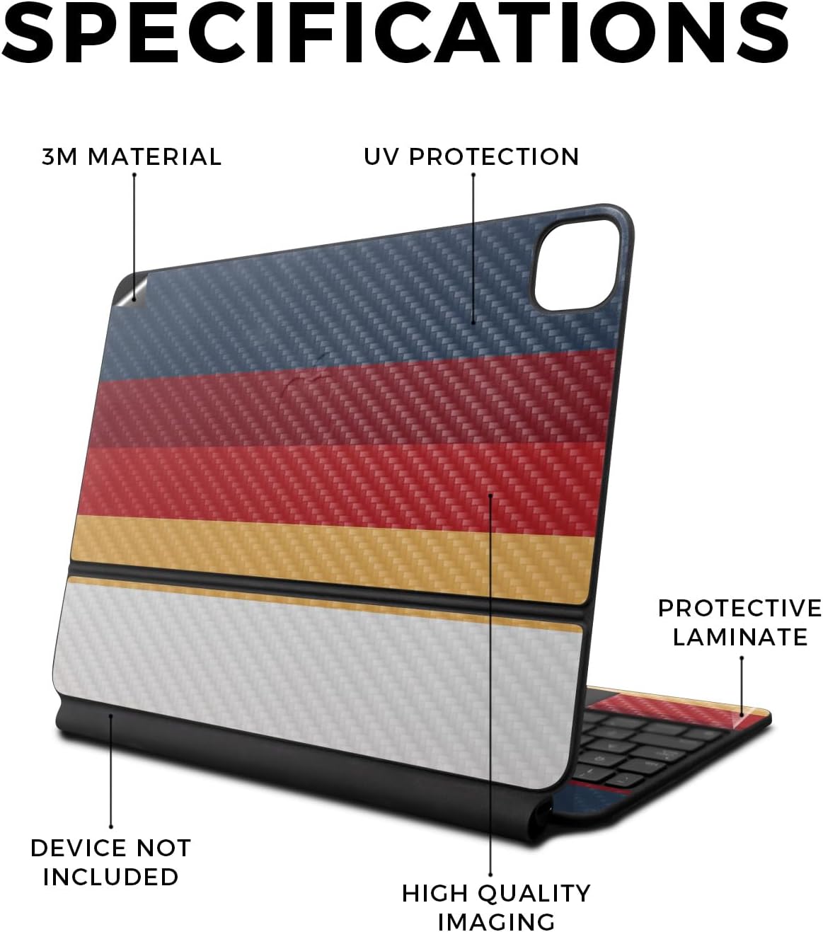 Carbon Fiber Skin Compatible With Apple Magic Keyboard for iPad Pro 13‑inch (M4) 2024 - Vintage Lines - Premium 3M Vinyl Protective Wrap Decal Cover - Easy To Apply | Crafted in the USA by MightySkins
