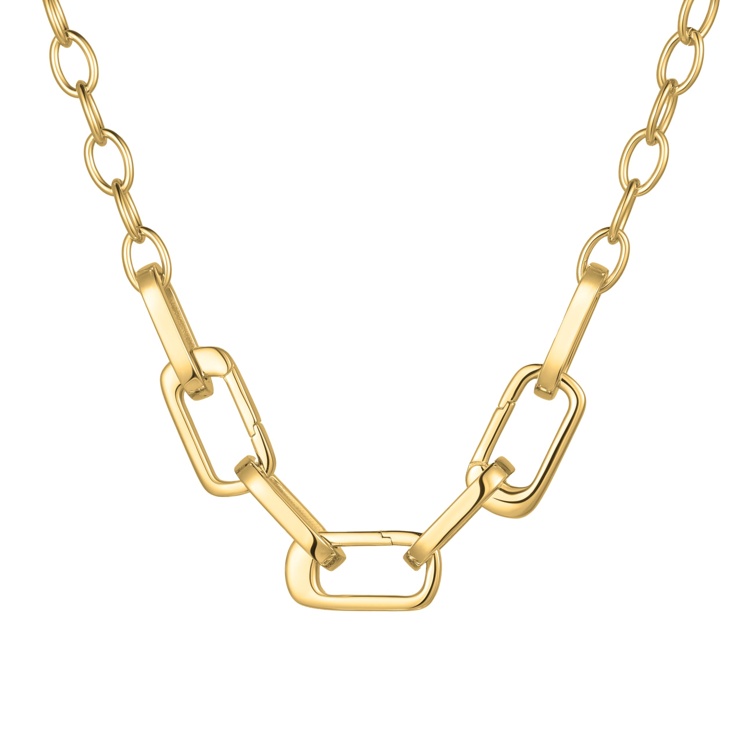 SCAMPER & CO .925 Sterling Silver Rhodium or 18k Yellow Gold Plated Carabiner Charm Necklaces for Women - Hypoallergenic Compatible Charms Sterling