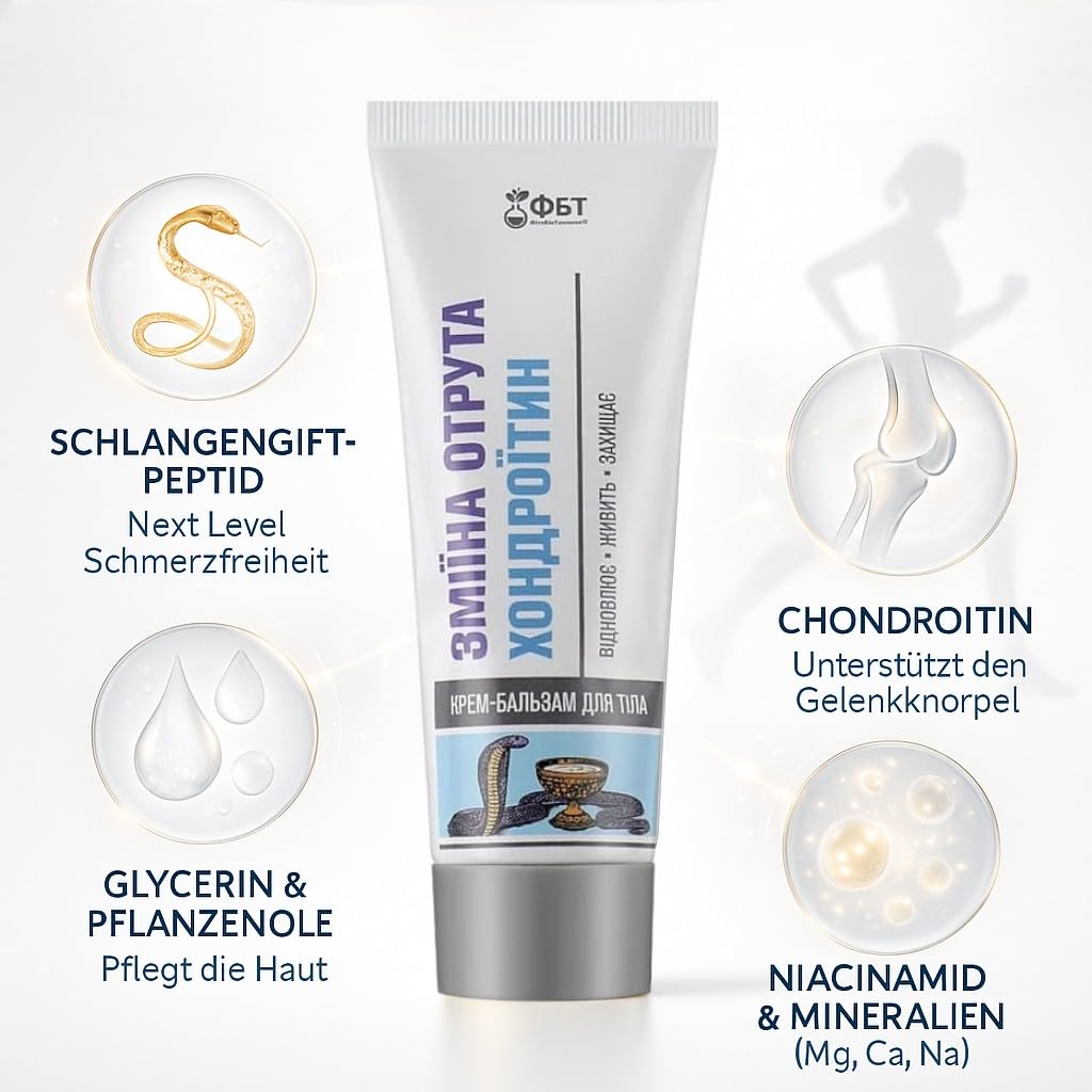 Schlangengift Chondroitin Körperbalsam – Gelenkcreme zur Unterstützung bei Arthrose, Rheuma & Muskelverspannung – mit Niacinamid, Magnesium, Chondroitin & Peptiden, 75 ml