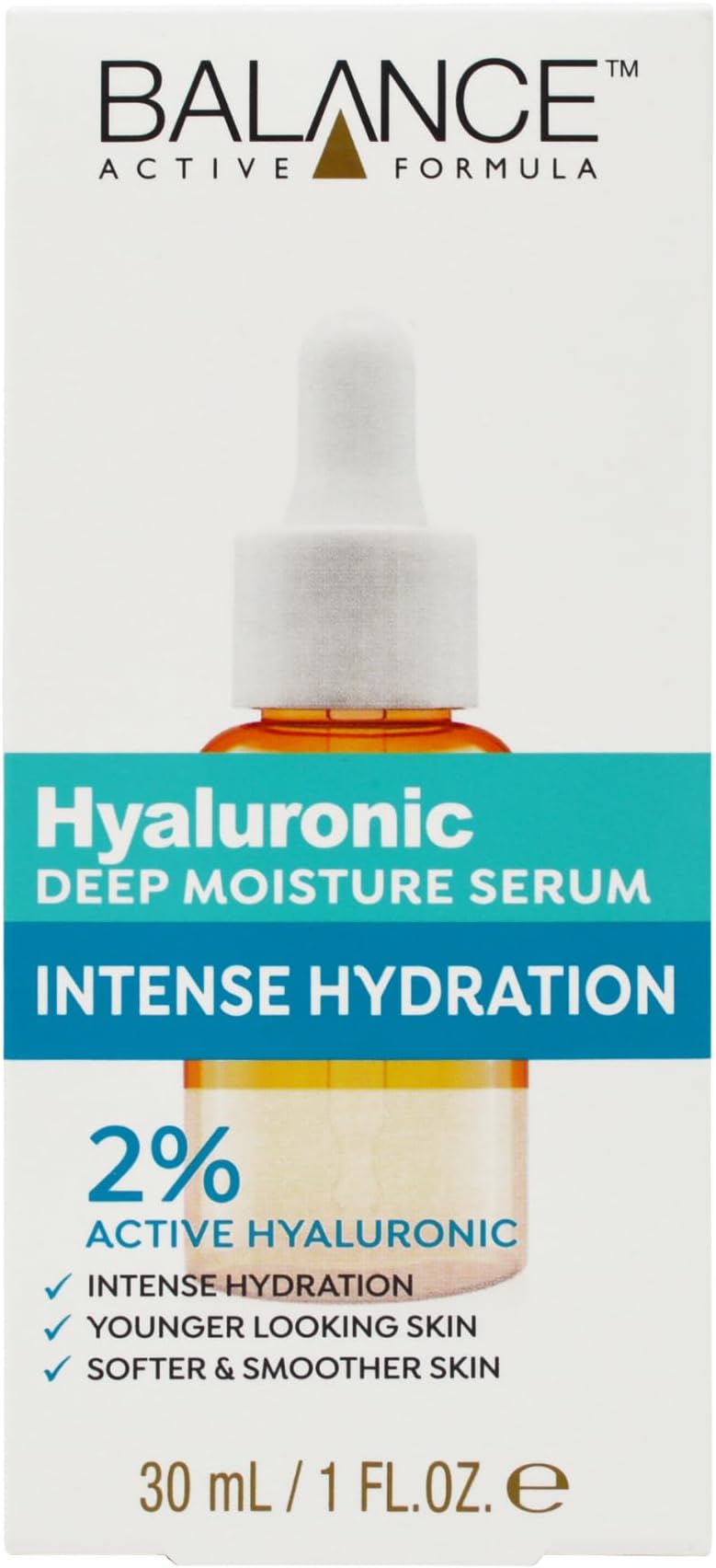 Balance Active Formula 2% Hyaluronic Acid Hydrating Serum, Smoothes and Plumps Anti-Aging Fine Lines, Lightweight Non-Sticky, 30 ml for Radiant Skin