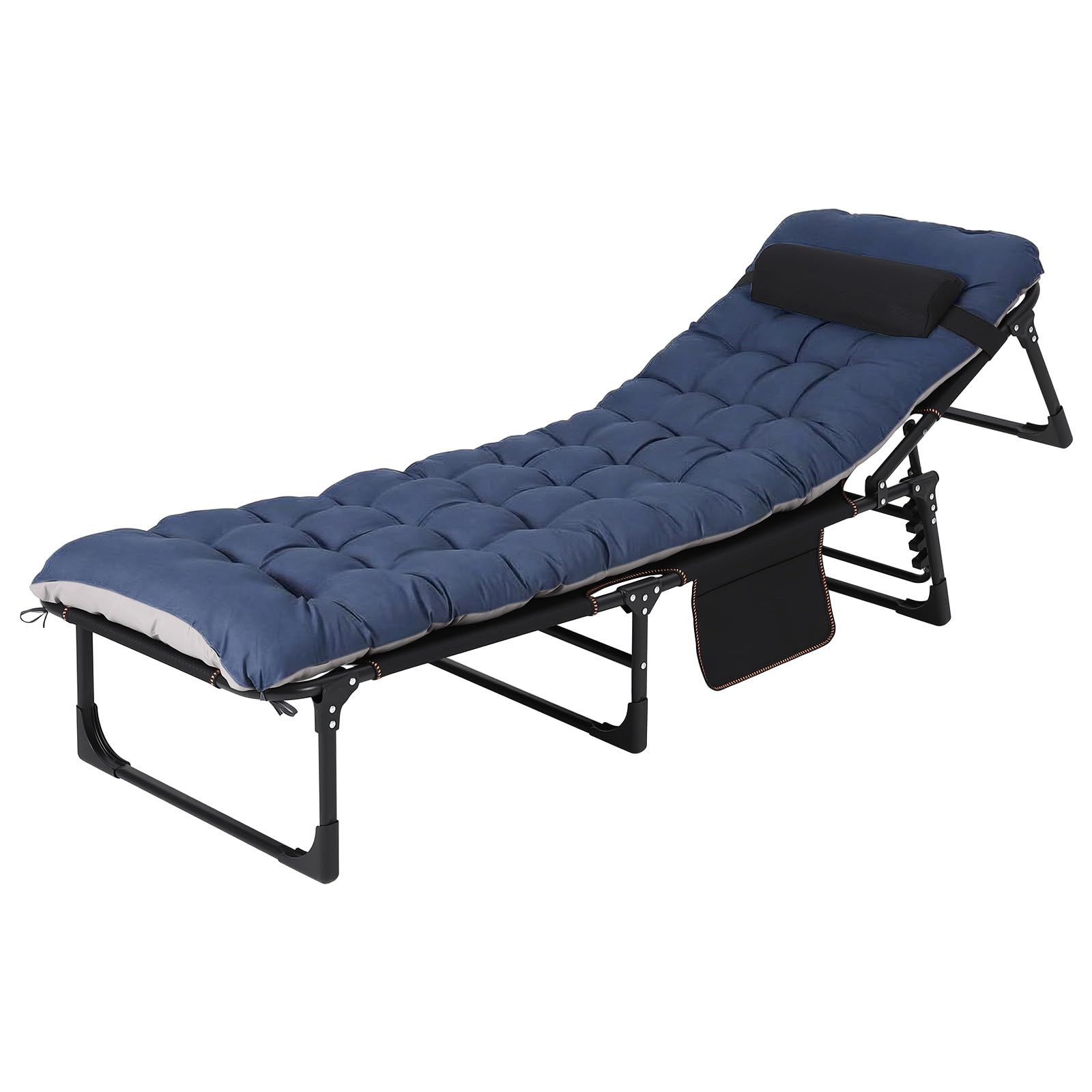 Garvee Campingbett Klappbar mit Matratze 200cm Feldbett Belastbar 8-Beine Stabiles Gästebett Blau