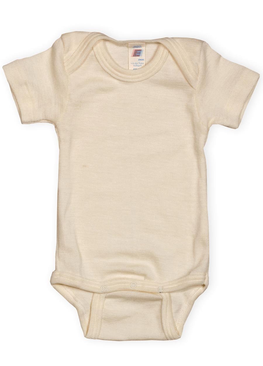 Baby Body kurzarm, Wolle Seide, Engel Natur, Gr.98/104