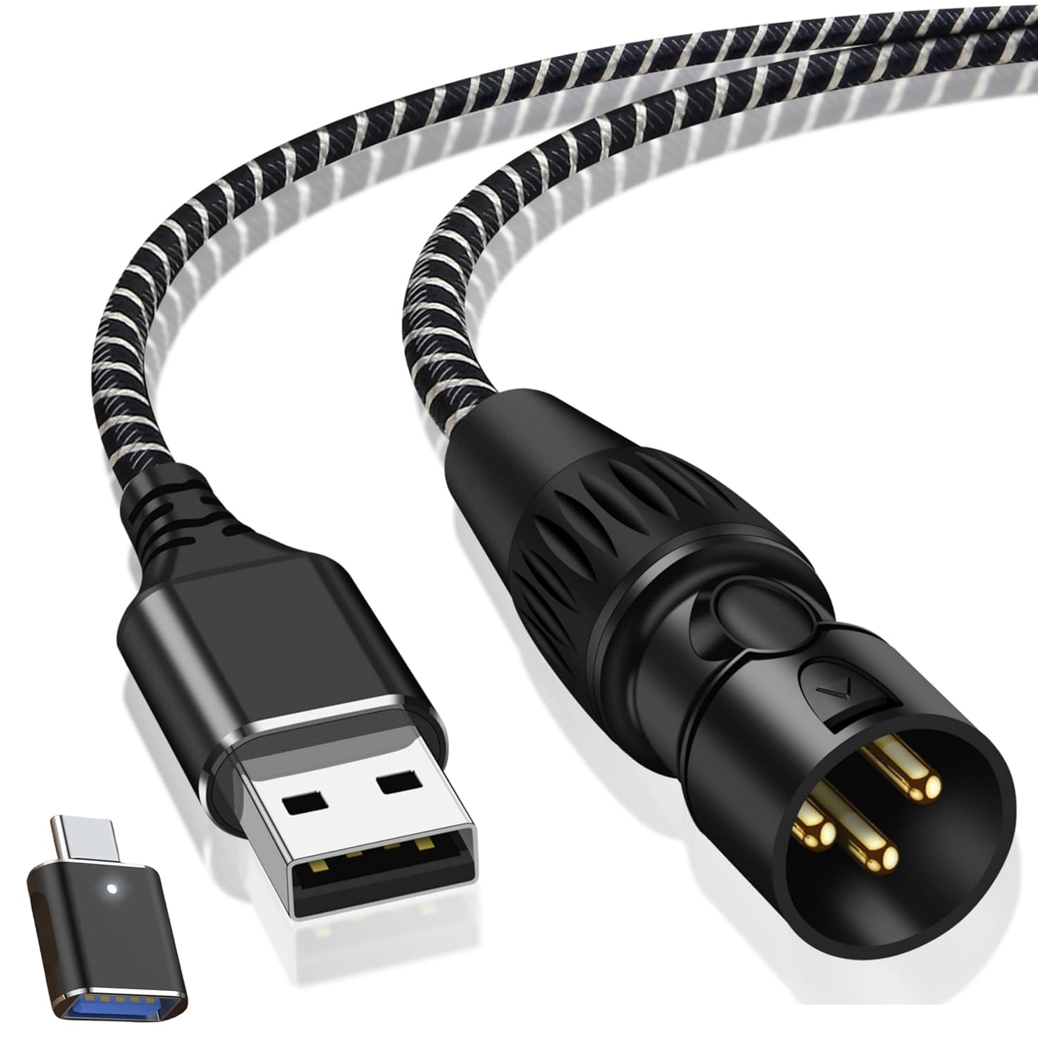 USB to XLR 音声変換ケーブル 2M USB A - XLR オス出力ステレオ ケーブル 対応 Windows、PC、ラップトップなど、デスクトップアンプ、スピーカー、ミキサー コンソールなど用