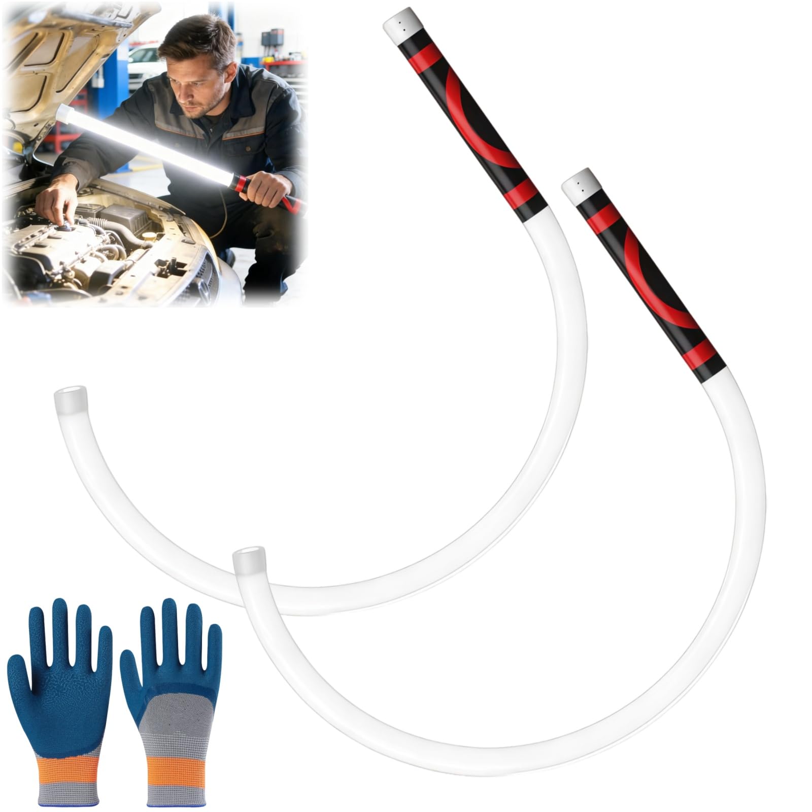 Flexible LED Light Stick, 27" Rechargeable Flashlight with High Lumen & 3 Brightness Modes, Work Light for Car Repairs, Mechanical Inspection in Tight Spaces