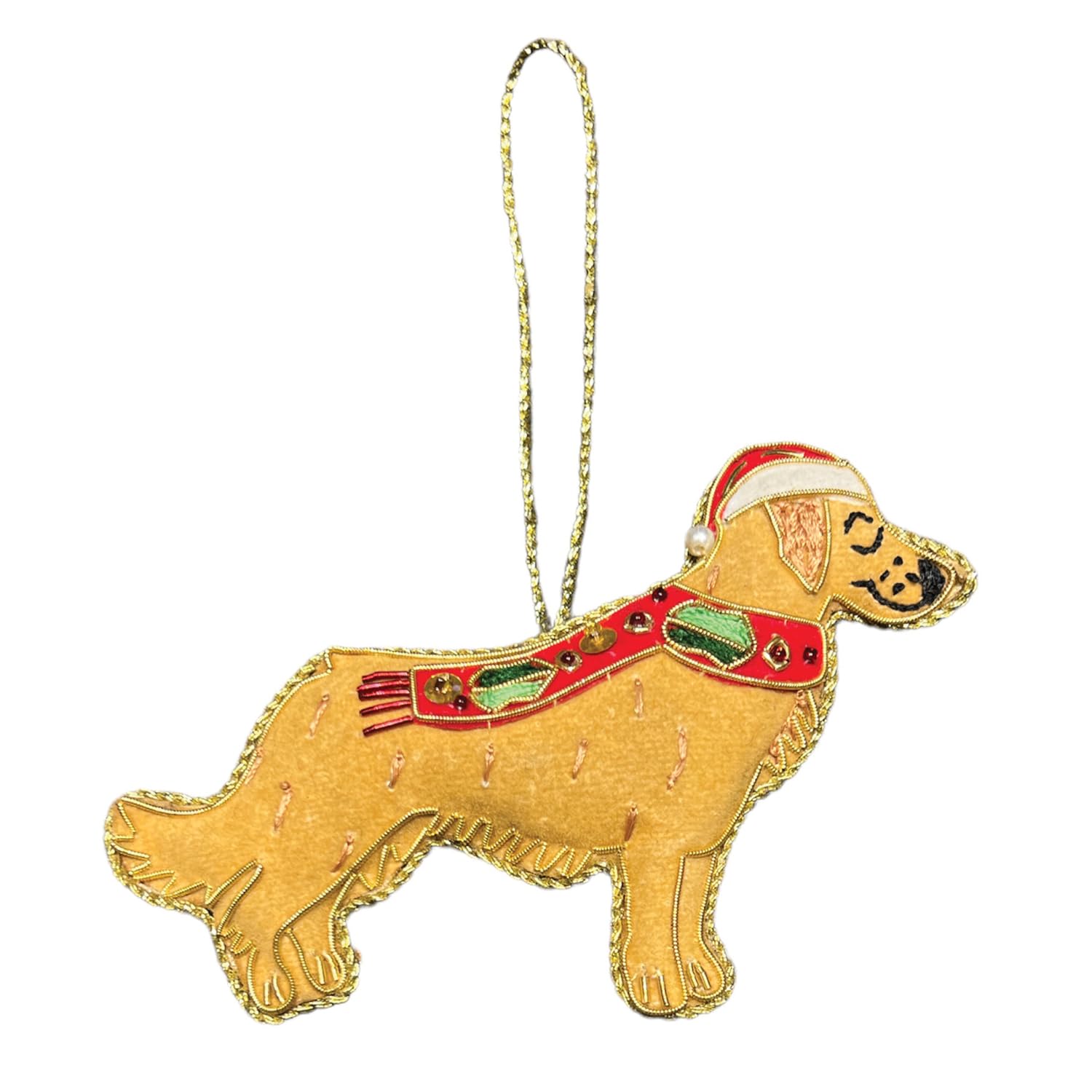 Equetech Beaded Embellished Velvet Christmas Decoration - Golden Retriever SALE