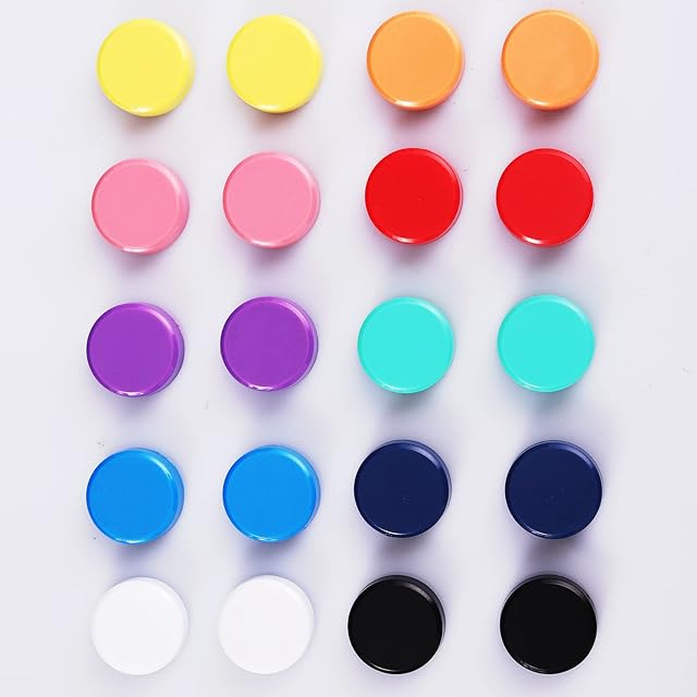 ZDZBLX Fridge Magnets, 20 Pack 10 Colors Magnets for Whiteboards, Strong Magnet, Colorful Mini Small Magnets, Round Cute Magnets for Crafts, Magnetic Whiteboard, Kitchen, Office, School (Assorted)