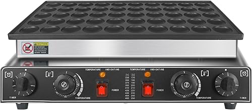Miniatura 7 de KOOTEN Mini panqueques holandés, 50 wafleras grandes comerciales, máquina eléctrica para hacer crepas, máquina eléctrica antiadherente redonda con 2
