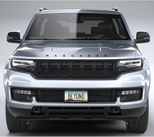 Miniatura 4 de Marco de matrícula hecho para Jeep Grand Wagoneer negro real 3K fibra de carbono 50 estados 4 agujeros