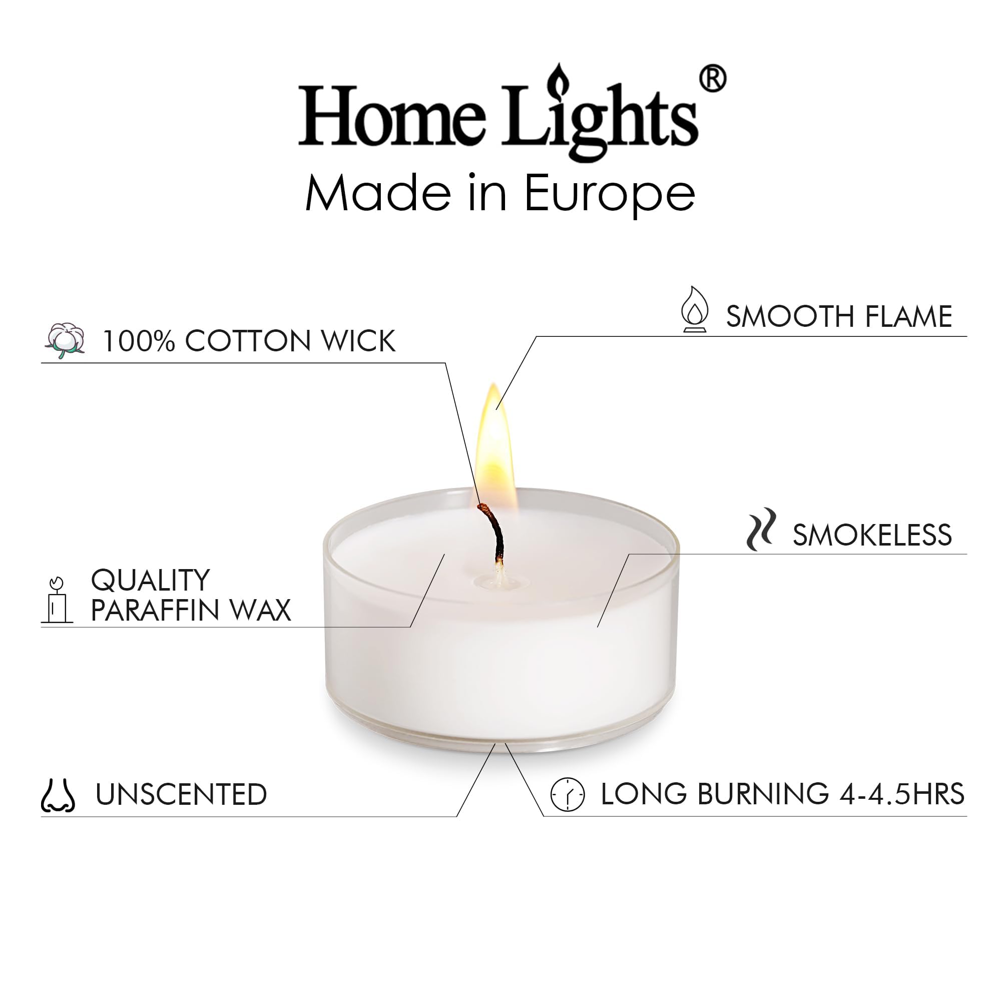 Lot de 300 bougies chauffe-plat géantes de 4 à 4,5 heures, sans fumée européennes, sans fumée dans une tasse en plastique transparent pour Shabbat, mariages, Noël, décoration d'intérieur