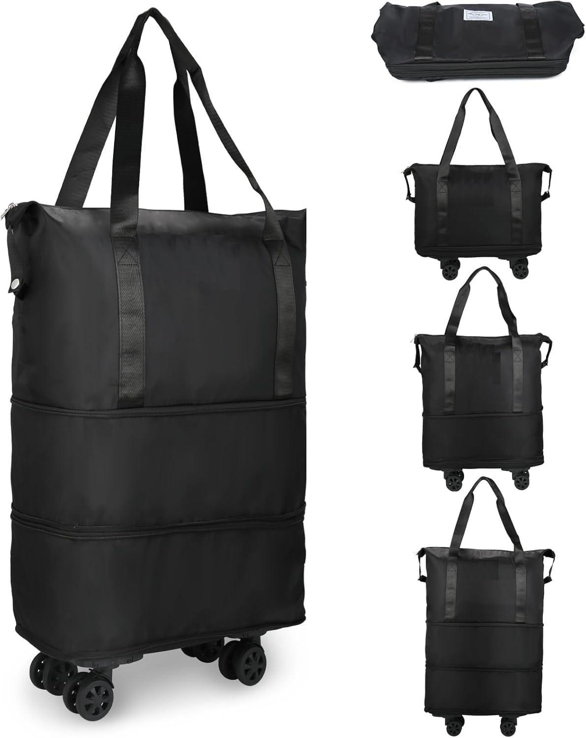 Giftgram Rolling Duffle Bag with Wheels, Expandable Carry On Luggage Bag with Wheels, Foldable Duffle Bag for Travel, Weekend Bag (Black)-image-19