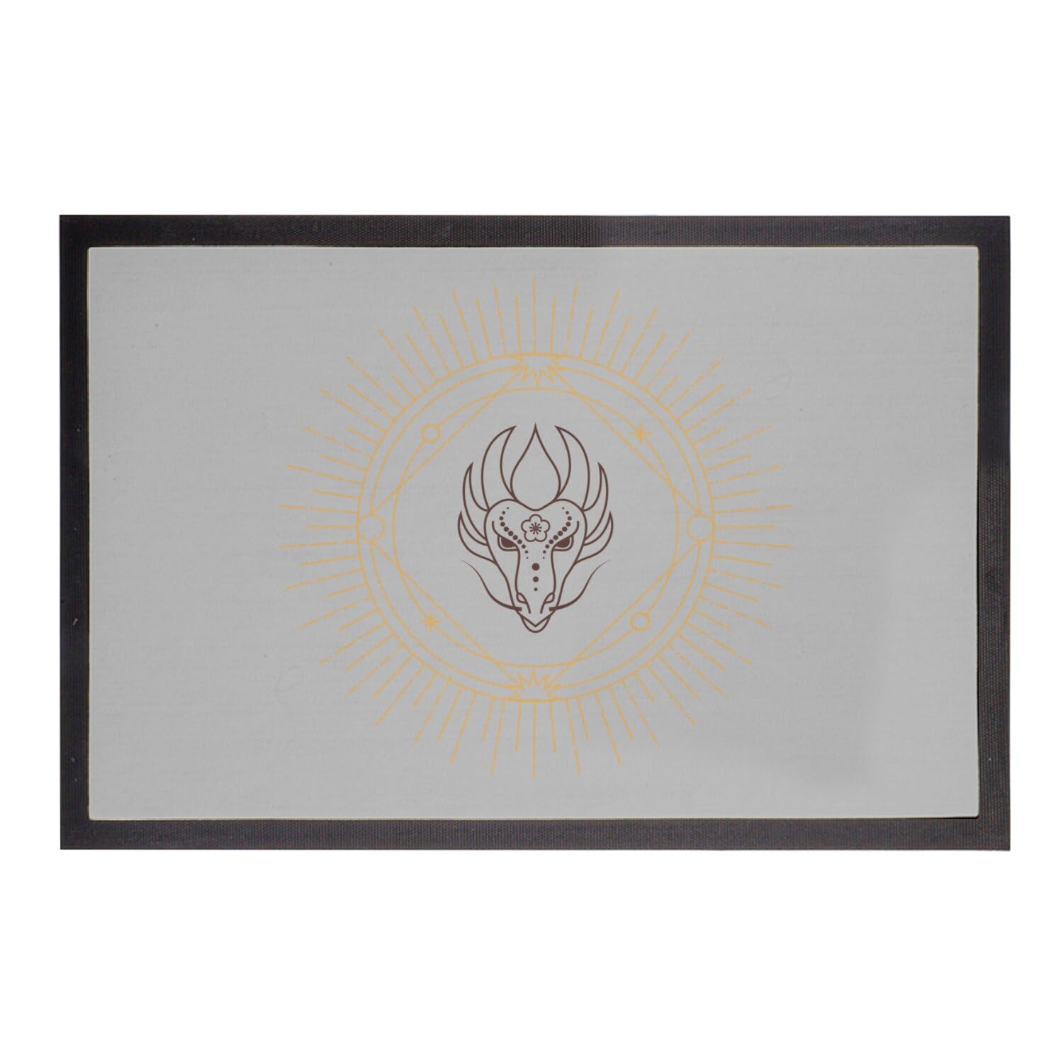 Paillasson gris dragon 60x40cm zodiaque chinois en fibres absorbantes