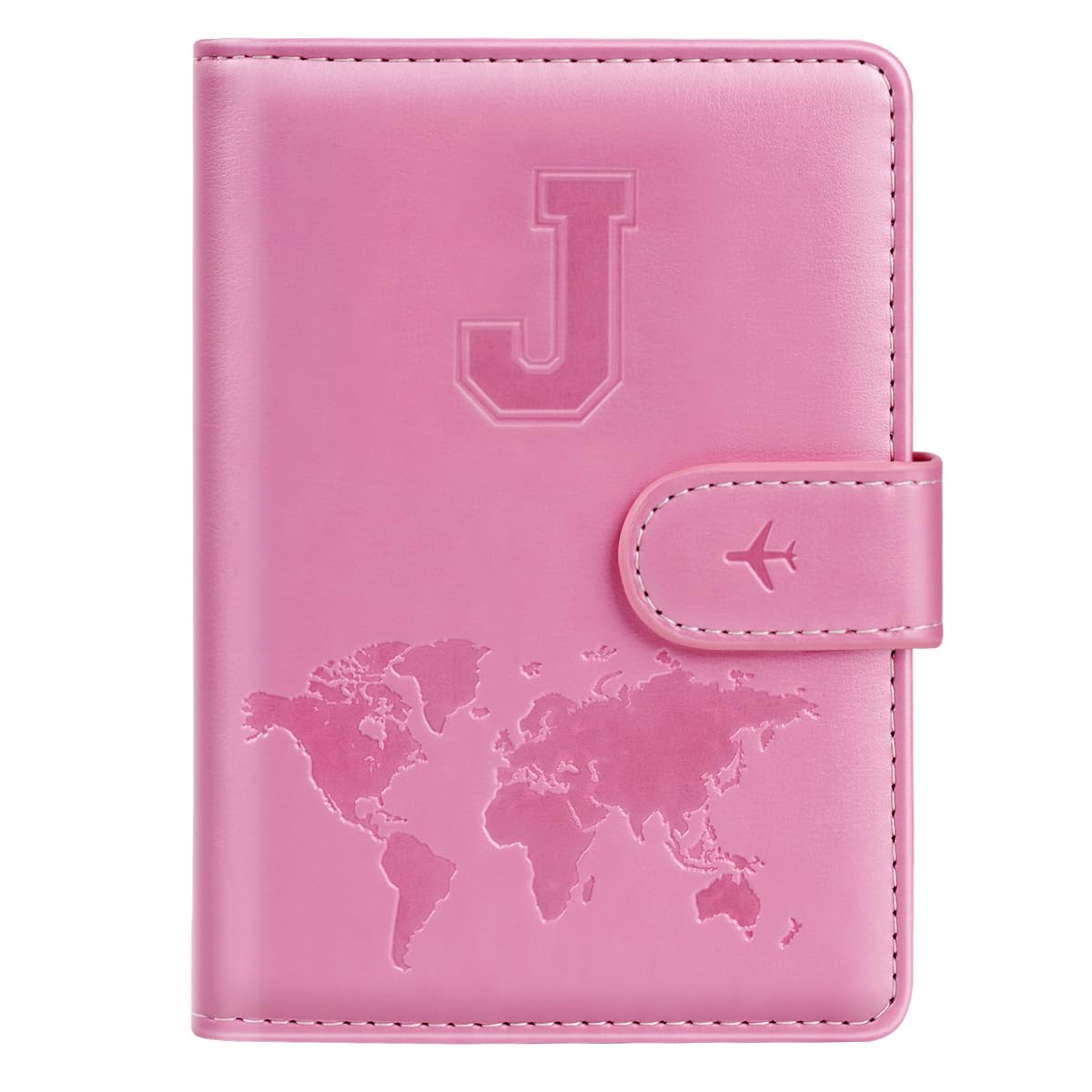 Passport Holder Cover Initail Letter A-Z Travel Wallet 11D Embossed Design RFID Blocking Card Holder Personalized Gift Passport Cover Wallet, Passport Book Holders for Women and Girls, Pink-J, Pink-J-image-37