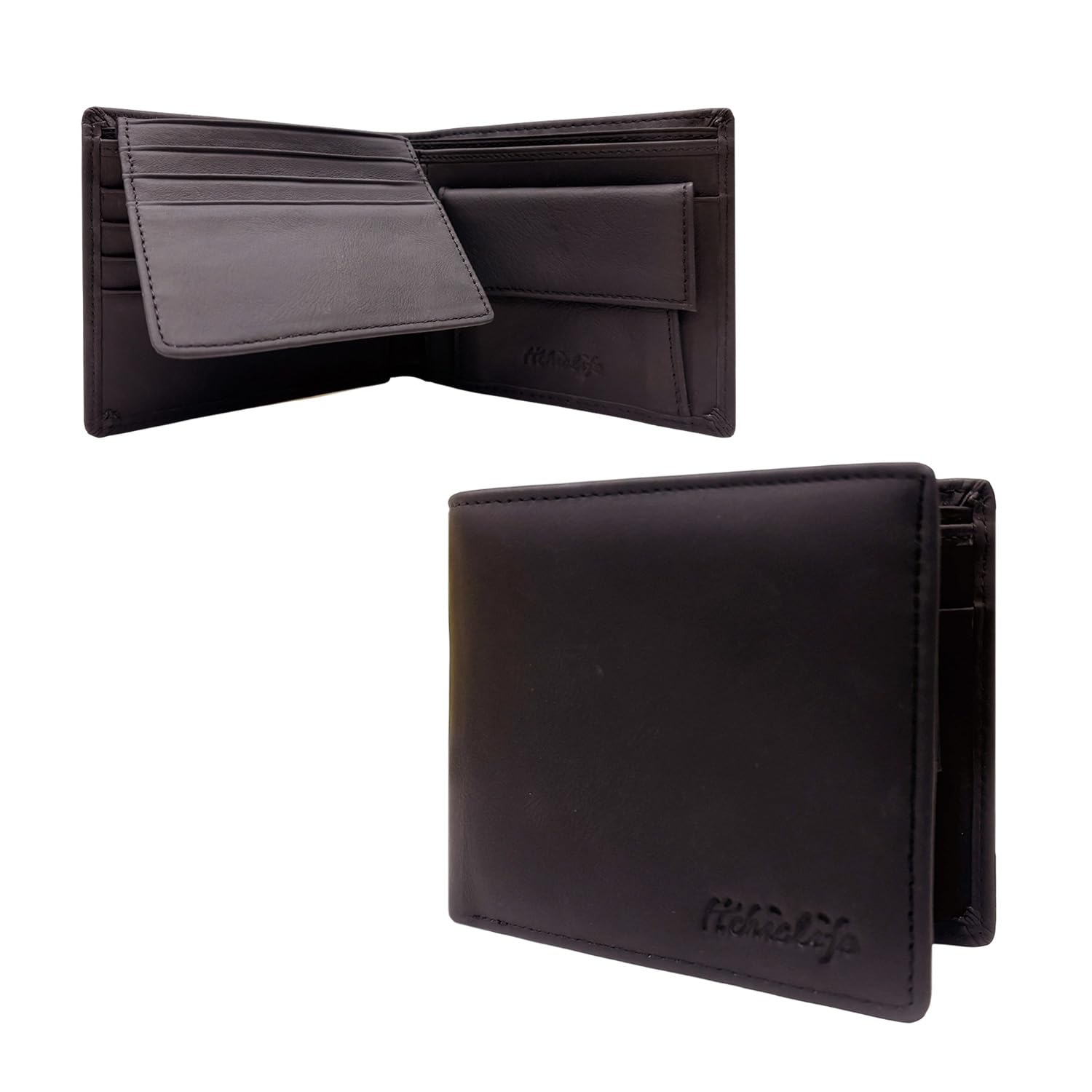 HiChiclife Herren Geldbörse Leder mit RFID Schutz – Klassisches Portemonnaie für Männer mit 10 Kartenfächern, kompaktem Münzfach & Reißverschlussfach – 11,5 × 9,5 cm