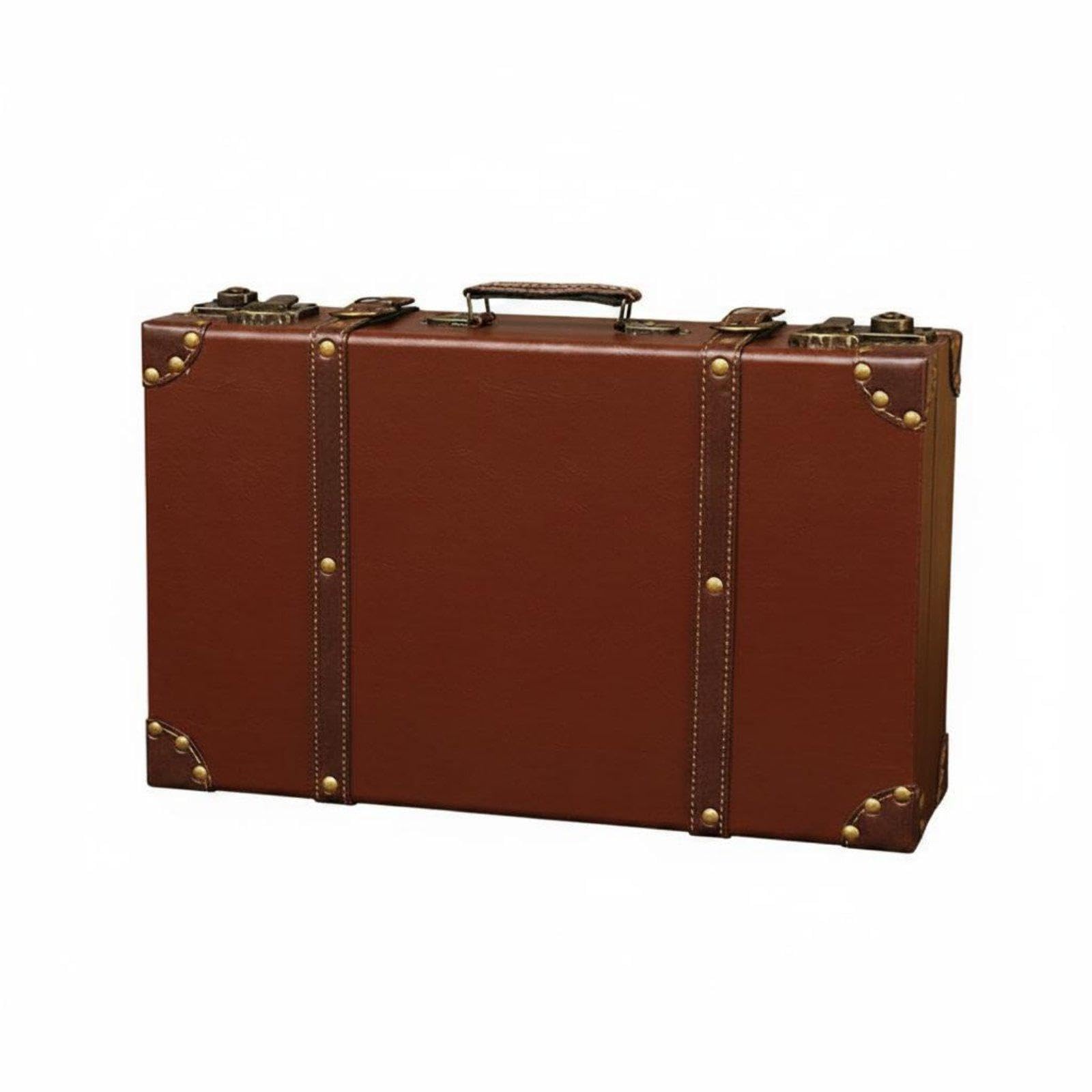 merishopp 3 Pieces Vintage Suitcase Set Photo Prop Retro Leather Trunk Set Multipurpose Vintage Suitcase Box for Shop Window, Bedroom L|Travel|Vintage Luggage & Travel Accs-picture-27