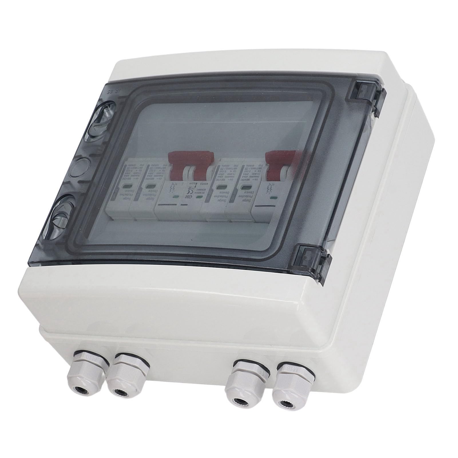 Bewinner Sezionatore Solare DC 500V Scatola Combinatrice Solare 2 in 2 Out con Protezione da Sovratensione, Interruttore Automatico 32A, Resistente all'acqua IP65, Isolatore Fotovoltaico per Rete di