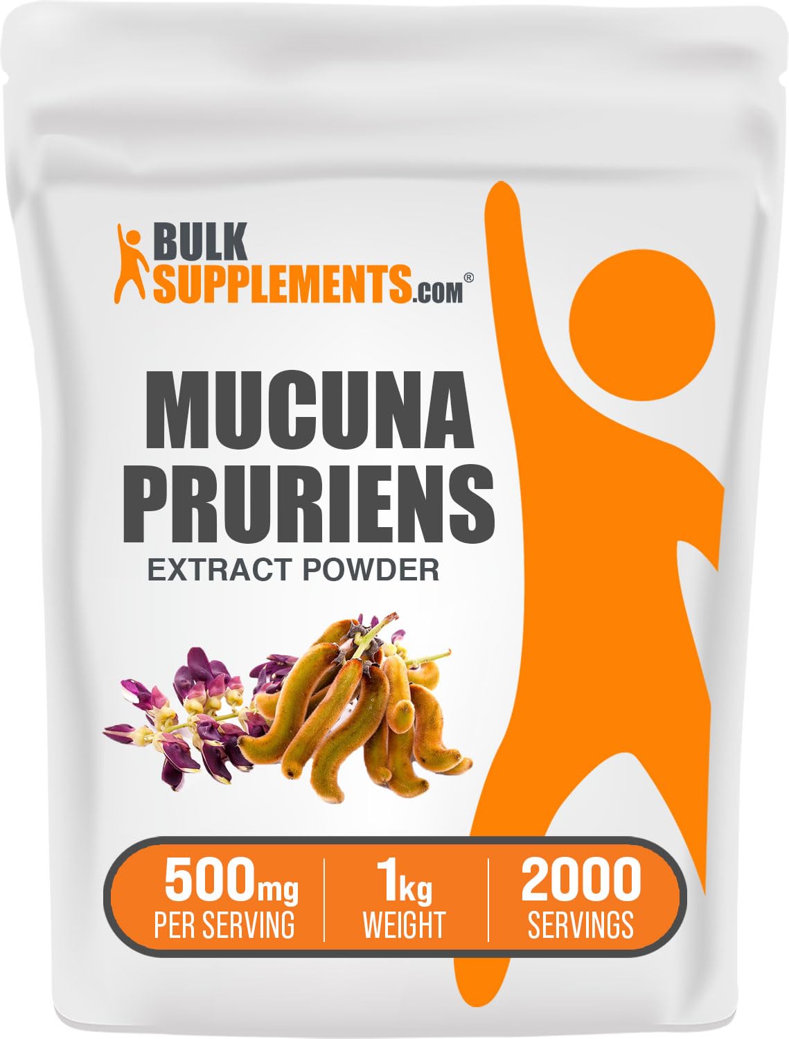 BULKSUPPLEMENTS.COM Mucuna Pruriens Extract - Herbal Supplements, Mucuna Pruriens Supplements, Mucuna Pruriens Powder - Vegan & Gluten Free, 500mg per Serving, 1kg (2.2 lbs)