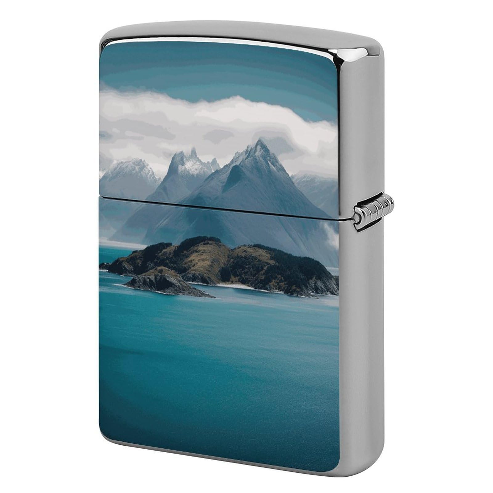 Fodpand Style Islands And Mountain Metal Lighter Case Cover Lighter Sleeve
