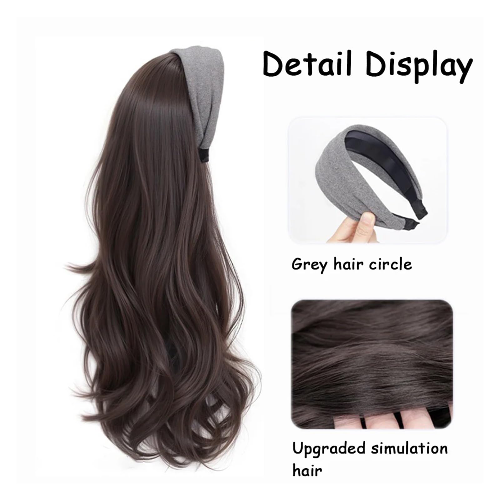 1pc Sintetico Donna Elegante Grigio Casual Caldo Fasce For Capelli Turbante Bandana Accessori For Moda Parrucca Fascia Onda Riccia(897-4)