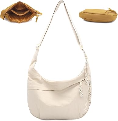 Quantifyn Crossbody Bag Womens Fashion Plain Color Nylon Crossbody Hobo Bag Adjustable Strap Small Slouchy Sling
