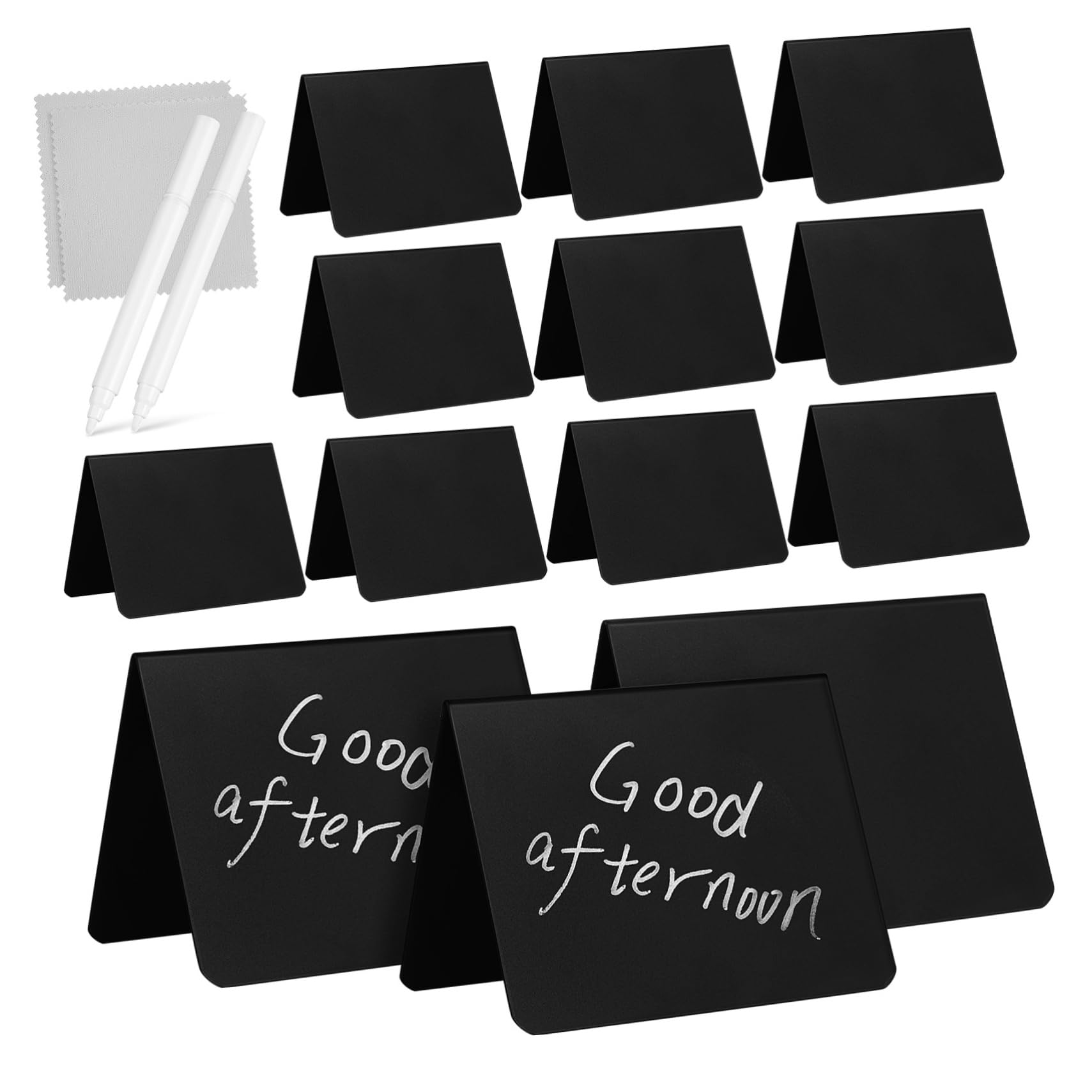 Tofficu 5 Sätze Memoboard-schild Message Board -zeichen Tafel Mit Küchennotizen Mini-etikettenclip Mini Mit Ständer Schwarze Tafeletiketten Tabletop-nachrichtentafel Plastik 20 Stück * 5