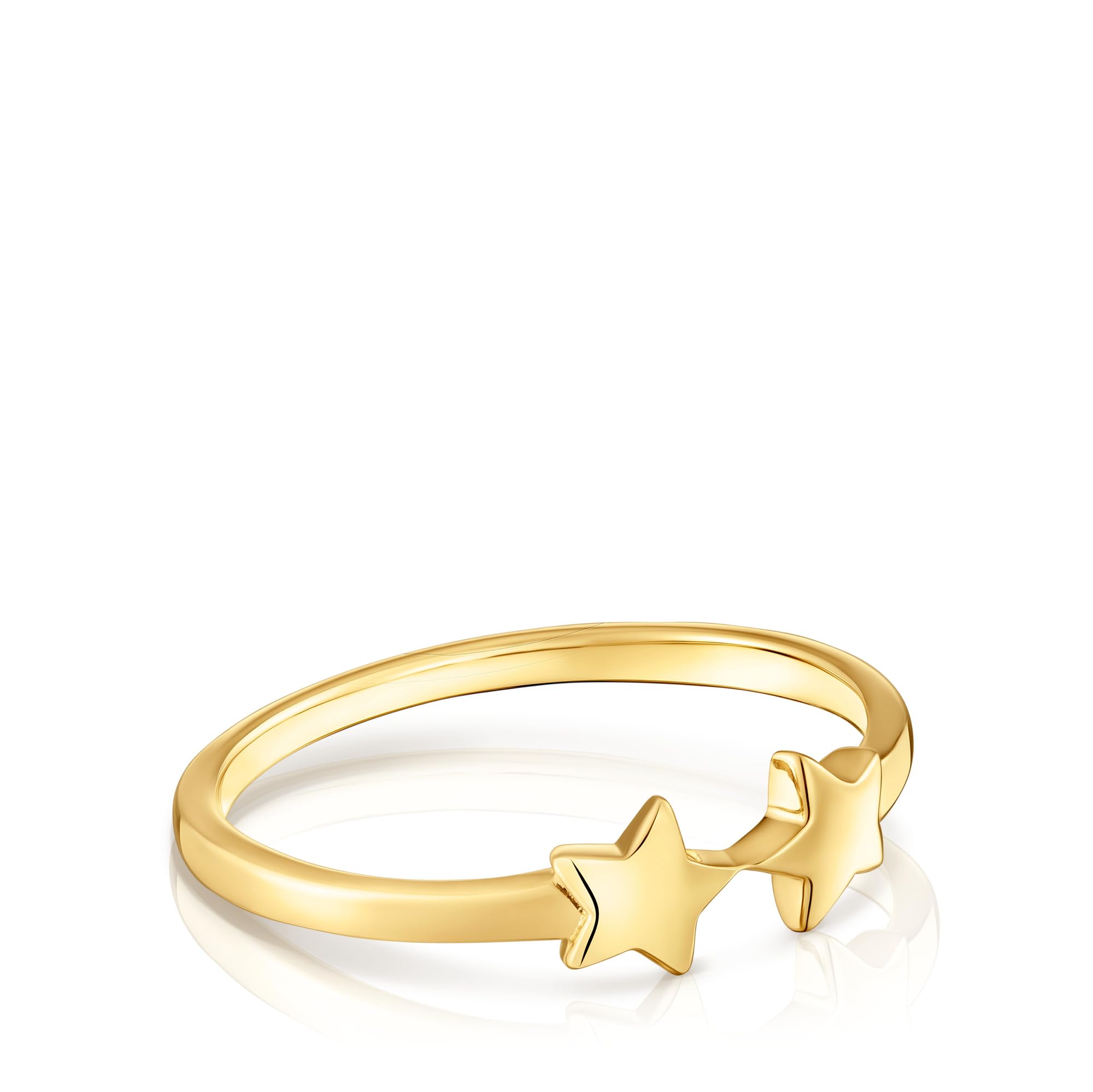 TOUS Anillo Abierto con Motivo de Estrellas con Baño de Oro 18k sobre Plata de Primera Ley, Colección Motivos