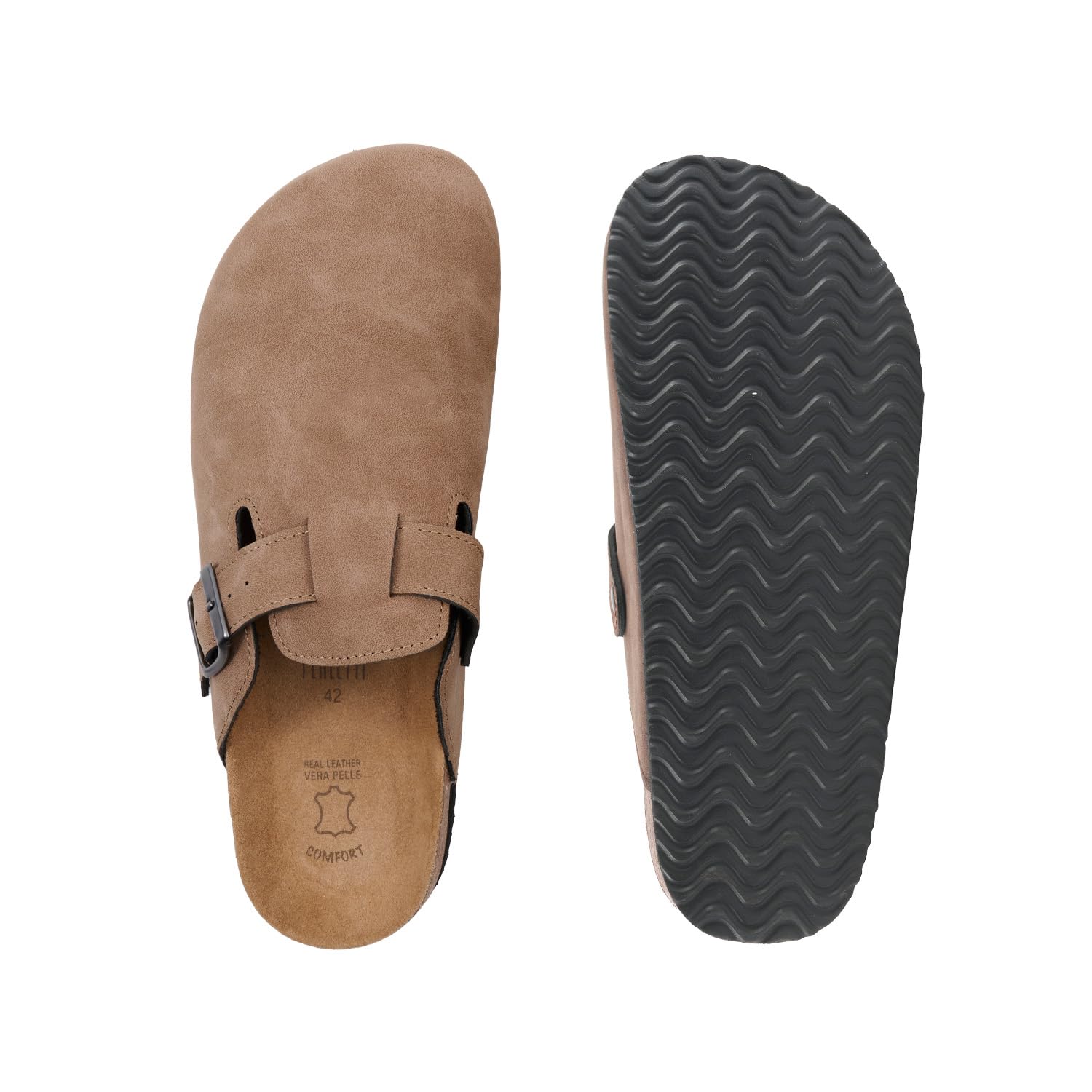 PERLETTI Chaussons Homme avec Semelle Intérieure en Cuir Véritable - Claquette Hommes Léger Confortable Garcon