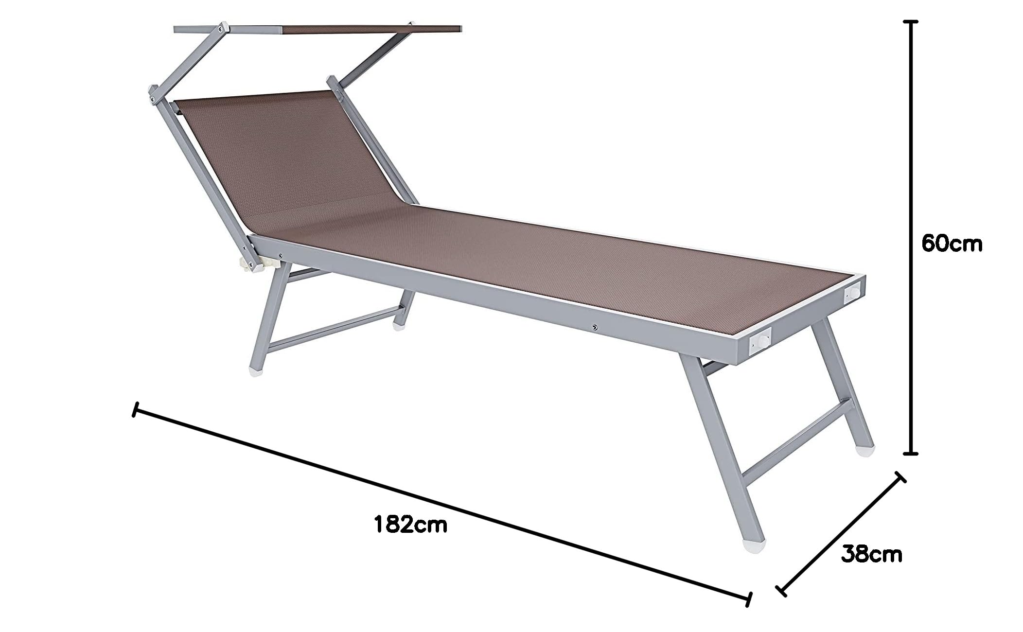 Coppia Di Lettini Prendisole Pieghevole In Alluminio 182 x 60 x 38 cm