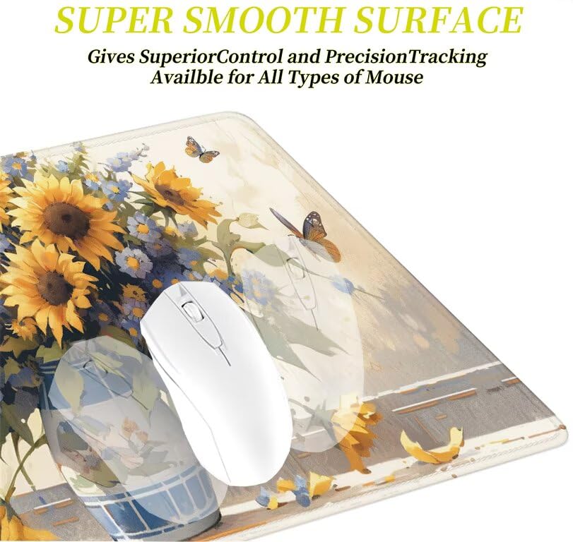 Tapis de souris gamer 1000x400x3mm grand tapis souris jaune sous main bureau Fleur G1-314 durable - 4