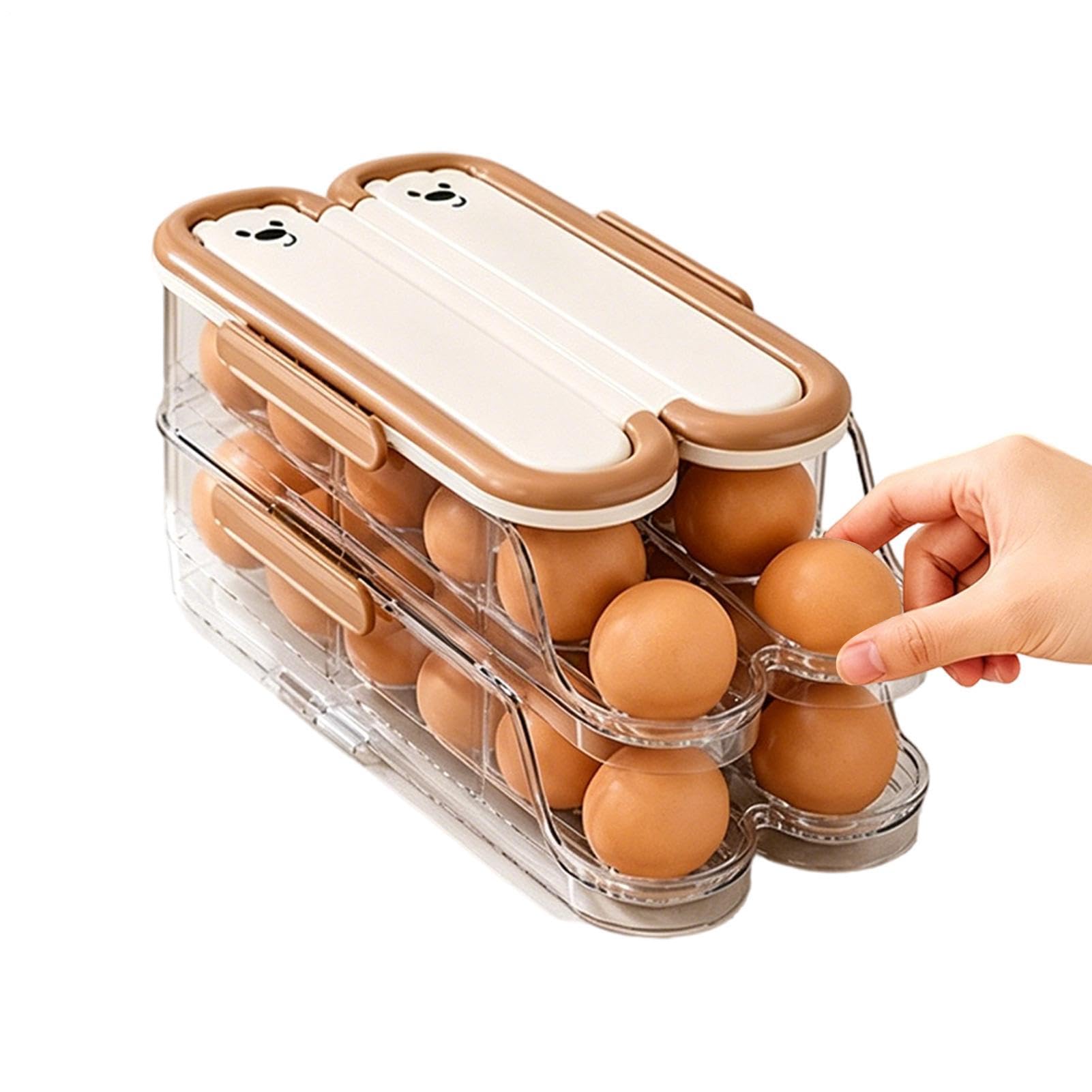 Organizador de huevos para refrigerador y dispensador automático de rodillo para cocina