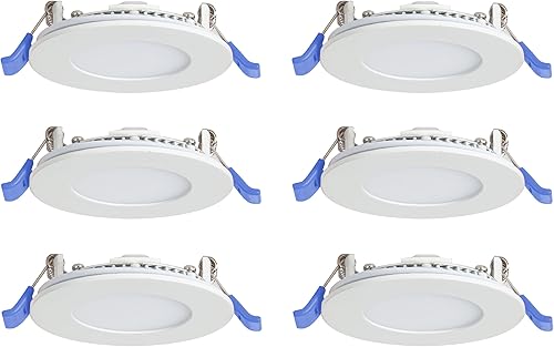 Nadair, Luces LED empotrables ultra delgadas de 3 pulgadas, paquete de 6, clasificación IC, regulable, 6 W = 50 W, 450 lúmenes, 3000 K (blanco