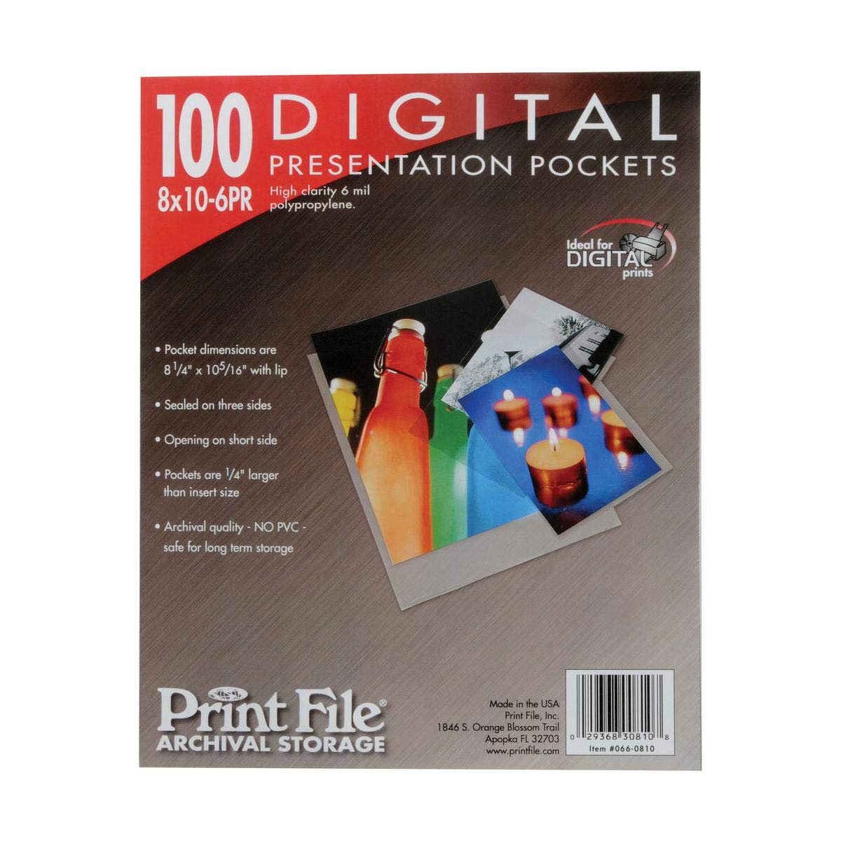 Print File 6-mil Polypropylene Presentation Pockets, 8x10"-25, (8x10-6PR-25)