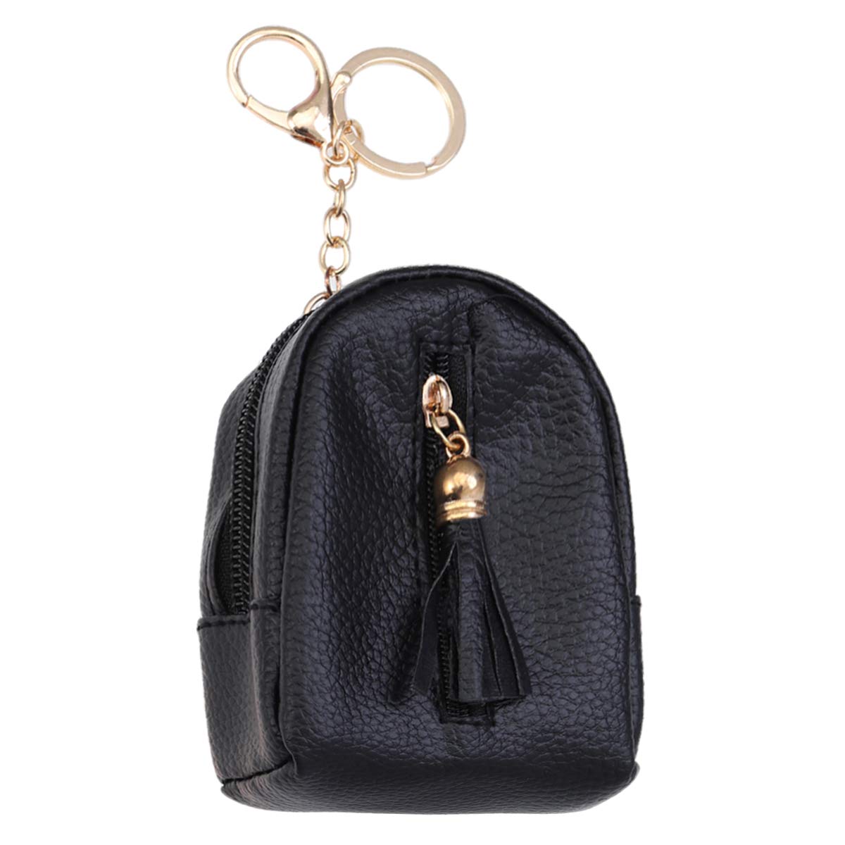 yeahibaby Delicate Tassel Coin Purse Small Portable Wallet Pocket Sundries Storage Bag with Zipper for Earphone USB Cable Key Organizer Compact Cash Pouch for Women Black-picture-16