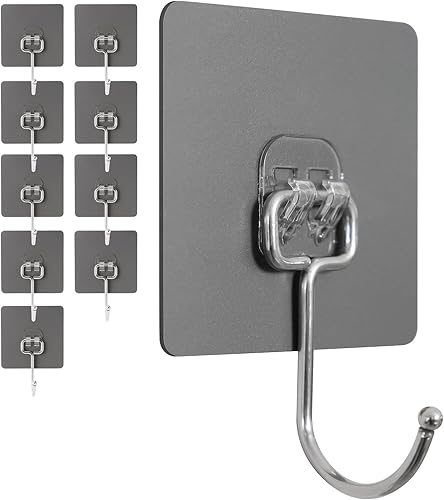 Ganchos adhesivos de pared para colgar, 60 libras, resistentes al agua y al óxido, ganchos adhesivos para paredes sin daños, cocina, bañoalquiler
