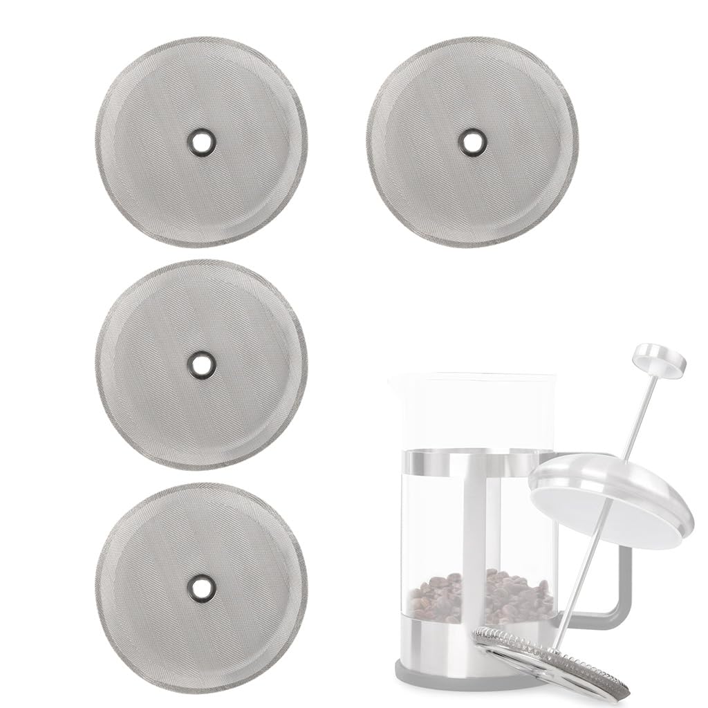 Supvox® 4PCS French Press Filter Screen Replacement 4-Inch Dia, 80 Mesh 304 Stainless Steel Coffee Press Filter, Fine Mesh Replacement Screen for French Press Coffee Makers-image-7