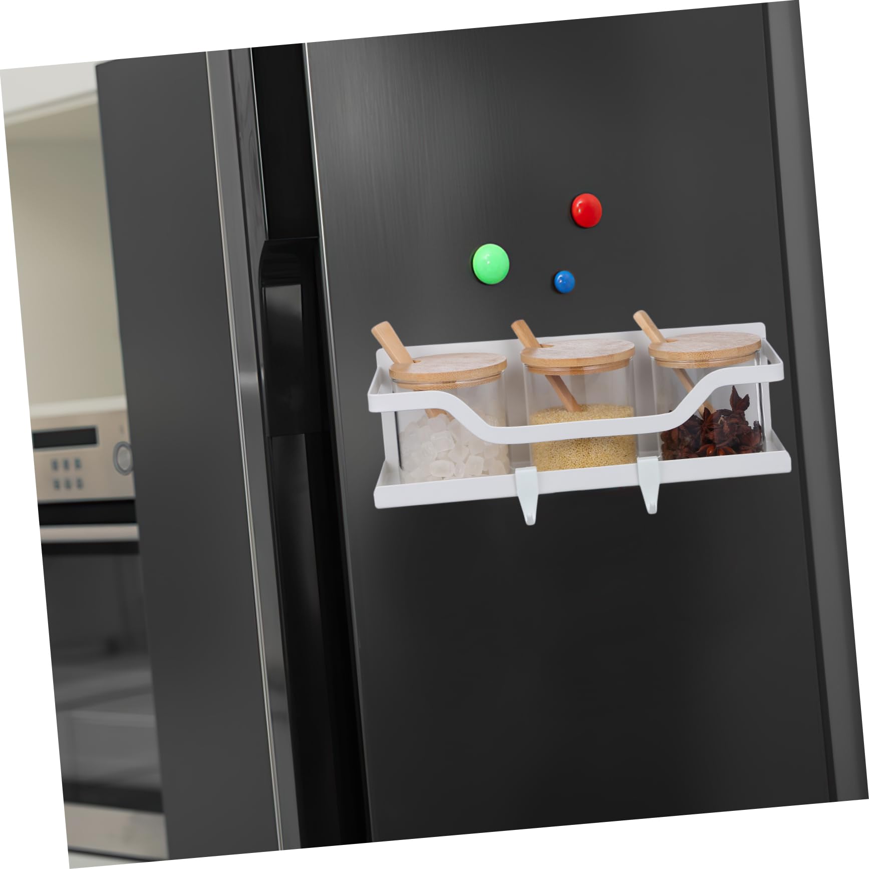 Zerodeko 2 Stück-pack Magnetisches Gewürzregal aus Kohlenstoffstahl Widerstandsfähig gegen Flecken Weiß Vielseitig Einsetzbar für Küchenlagerung Am Kühlschrank