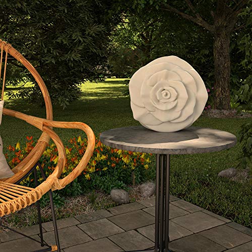 Cosco Outdoor Living Outdoor Side Rose Sculpture With Multi-Colored Light And Remote, Resin, 12" Height, White #TOP5