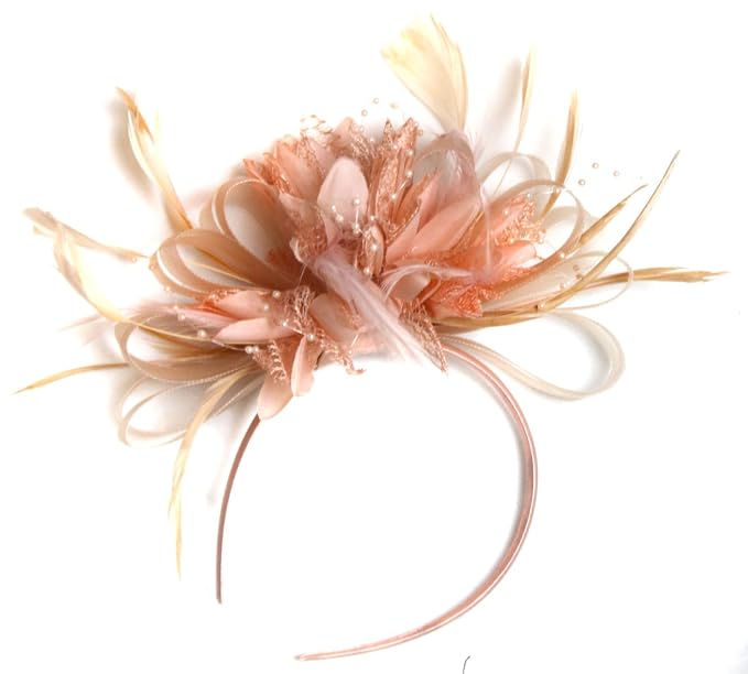 Peach Dusty Pink Fascinator Hat on 