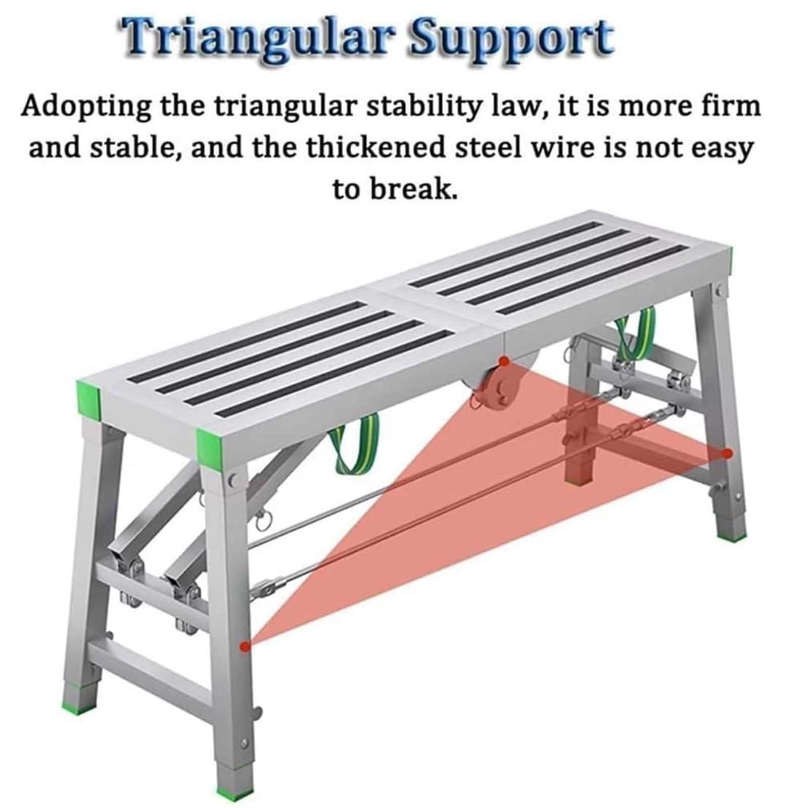 Plataforma Plegable con trampilla, andamio portátil Plegable Ajustable con Altura Regulable, Carga máxima de 400 kg para Trabajos de Pintura y construcción (001200cm).