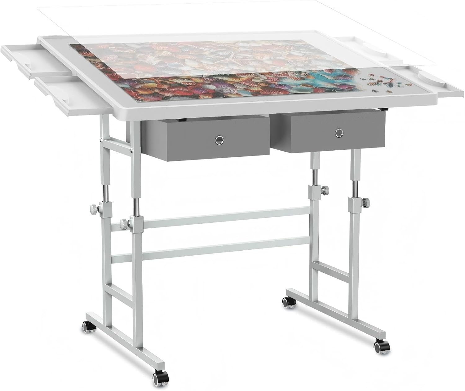 ALL4JIG 1000 Piece Light-Weight Adjustable Jigsaw Plastic Puzzle Table for Adults, 22.44"×30.20" Multi-Functional Puzzle Board with 4 Drawers & Protective Cover, 45-Degree Any-Angle Tilt for Leisure