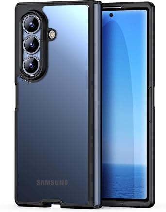 Compatible with Samsung Galaxy Z Fold 7 Case, Thin Anti-Scratch PC Matte Translucent Back & Flexible TPU Hinge Shockproof Protection Phone Cover case for Z Fold7 5G Black