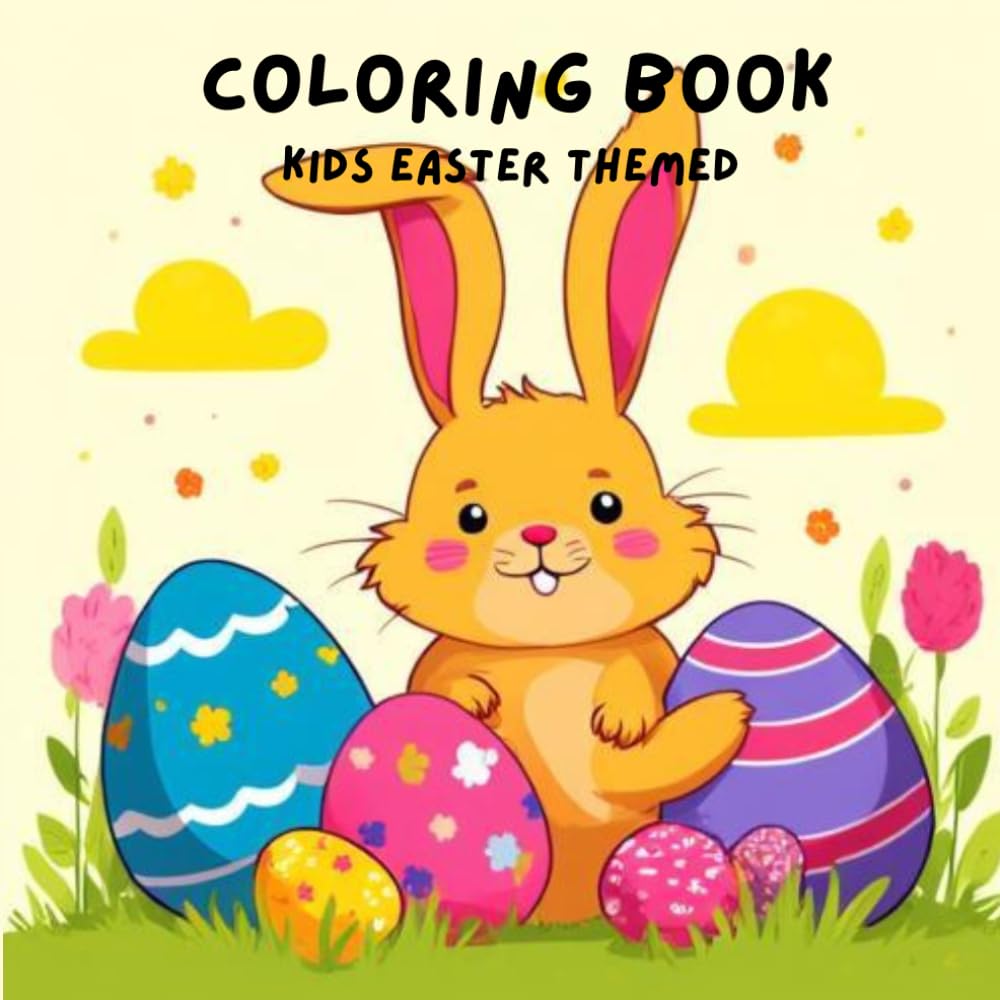 Easy Children's Easter Themed Coloring Book: Fun and cute bunny, eggs, and many Easter themed pages